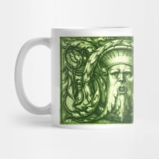 Green Man or Wild Man Renaissance Engraving Green Mug